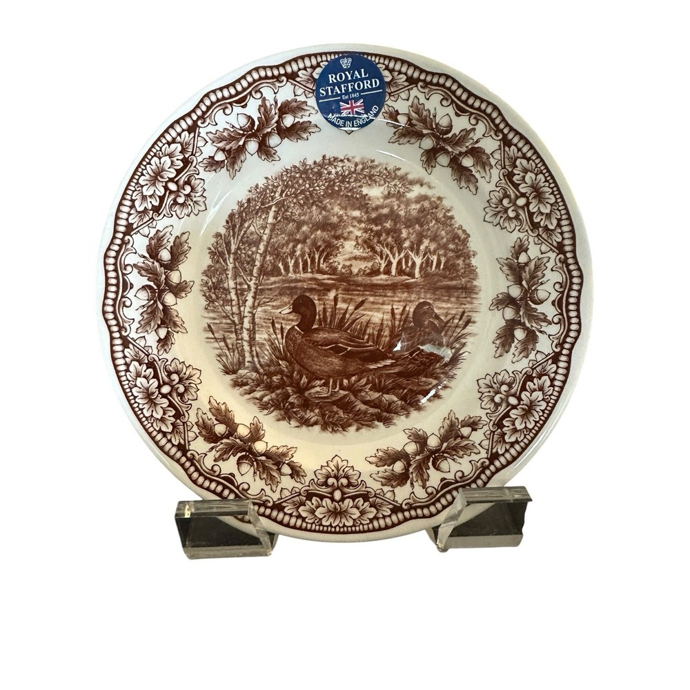 1 NWT Royal Stafford Duck Side Salad Dessert Plates 8.5 Inch Brown Set England